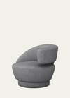 Interlude Home Arabella Right-arm Swivel Chair In Shearling / Cream