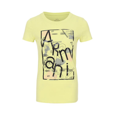 Armani Exchange 女士时髦俏皮甜美印花logo短袖t恤 In Yellow