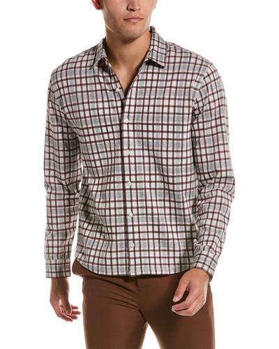 Vince Plaid Double Knit Shirt In White