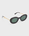Jacquemus Les Lunettes Pralu Acetate & Metal Alloy Oval Sunglasses In Multi-black