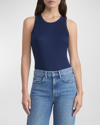 Lafayette 148 Cotton Rib Racerback Tank In Midnight Blue