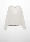 Mango V-neck Lurex Sweater Silver