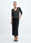 Mango V-neck Lurex Sweater Black