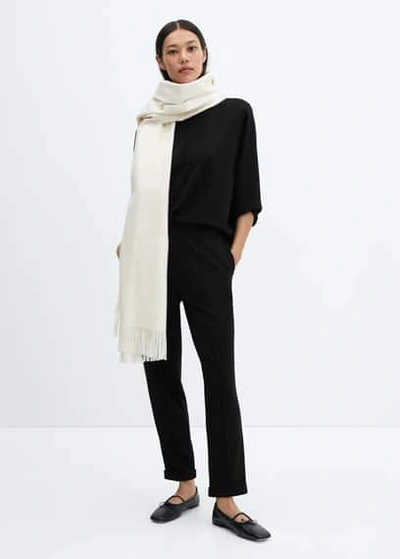 Mango Jogger Seams Pants Black In Black