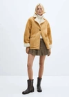 MANGO SHEARLING-LINED COAT WITH BUTTONS MEDIUM BROWN