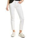 Tory Burch Sandy Superstone Washed White Cropped Straight Leg Jean In White