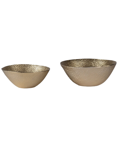 Sagebrook Home Set Of 2 Hammered Bowls In Gold
