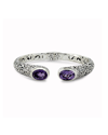 SAMUEL B. SAMUEL B. SILVER 11.00 CT. TW. AMETHYST HINGE BANGLE BRACELET