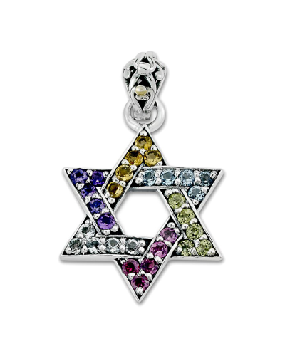 Samuel B. 18k & Silver 1.20 Ct. Tw. Gemstone Star Of David Pendant In Metallic