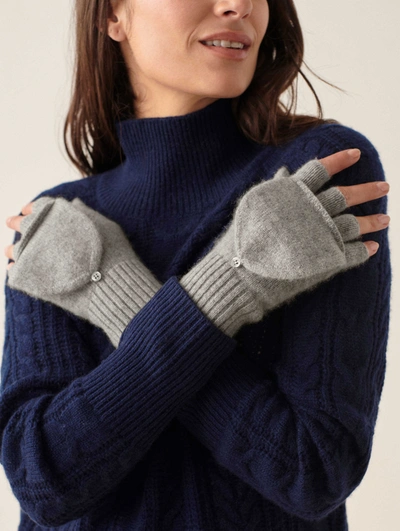 White + Warren Cashmere Pop Top Glove In Grey Heather