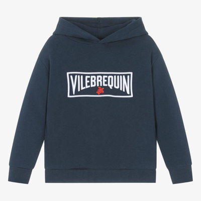 Vilebrequin Kids' Logo-embroidered Organic-cotton Hoodie In Blue