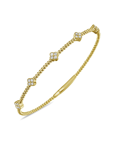 Forever Creations Usa Inc. Forever Creations 14k 0.43 Ct. Tw. Diamond Clover Flexible Bangle Bracelet In Gold