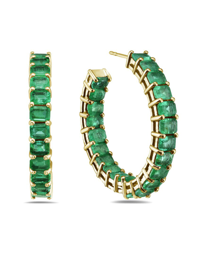 Forever Creations Usa Inc. Forever Creations 14k 7.00 Ct. Tw. Emerald In-out Hoops In Green