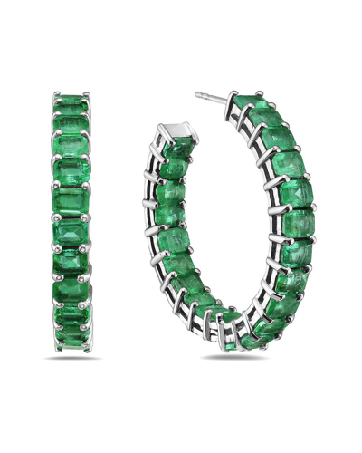 Forever Creations Usa Inc. Forever Creations 14k 7.00 Ct. Tw. Emerald In-out Hoops In Green