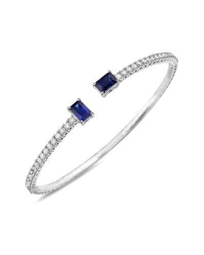 Forever Creations Usa Inc. Forever Creations 14k 2.85 Ct. Tw. Diamond & Sapphire Flexible Bangle Bracelet In Metallic