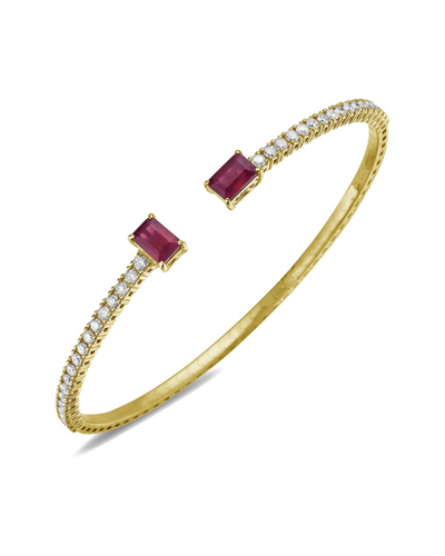 Forever Creations Usa Inc. Forever Creations 14k 2.85 Ct. Tw. Diamond & Ruby Flexible Bangle Bracelet In Gold