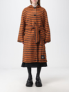 Marni Striped Hooded Coat In Black