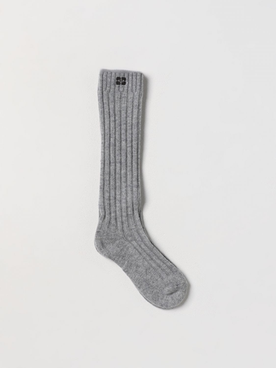 Ganni Grey Long Winter Ribbed Socks In Frost Gray