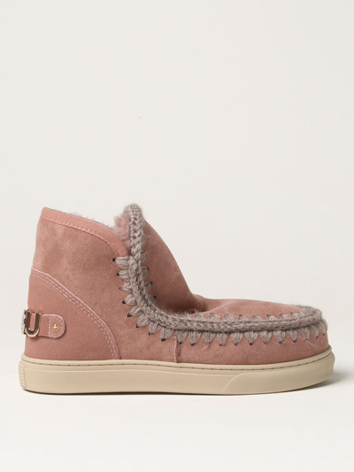 Mou Pink Stitch Detail Sneakers