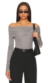 Sophie Rue Triomphe Off The Shoulder Knit Top In Grey