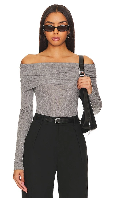 Sophie Rue Triomphe Off The Shoulder Knit Top In H Grey