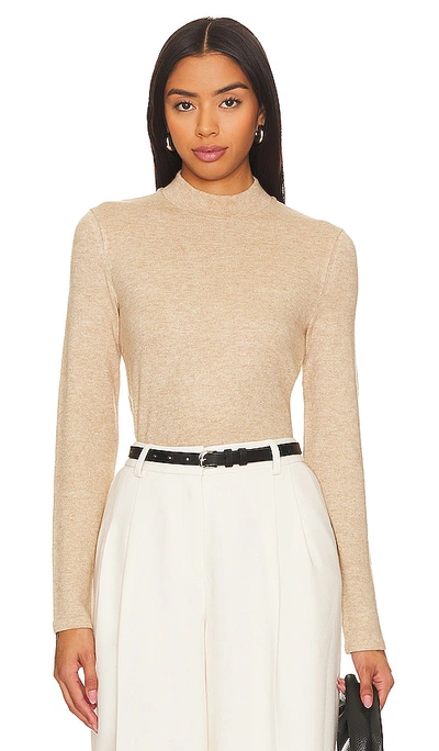 Vince Mock-neck Long-sleeve Slim-fit Sweater In Beige