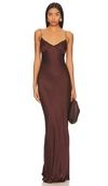 Faithfull The Brand Santiana Satin Maxi Dress In Brown
