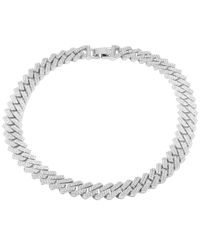 Adornia Edgy Cuban Crystal Chain Necklace Silver