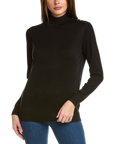 Joan Vass Mock Neck Sweater In Black