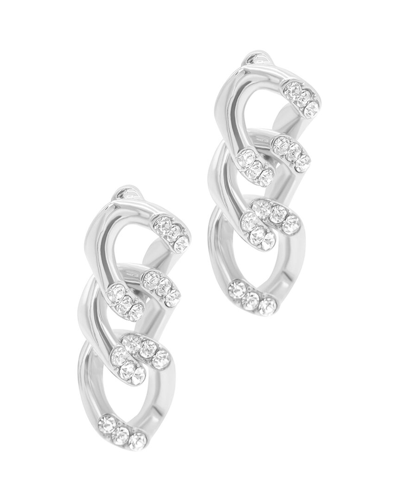 Adornia Crystal Curb Chain Earrings Silver