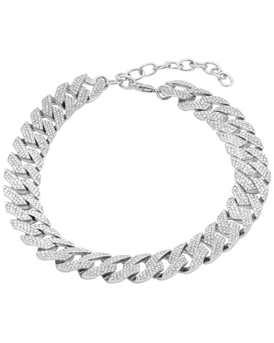 Adornia Edgy Cuban Crystal Adjustable Choker Chain Necklace Silver