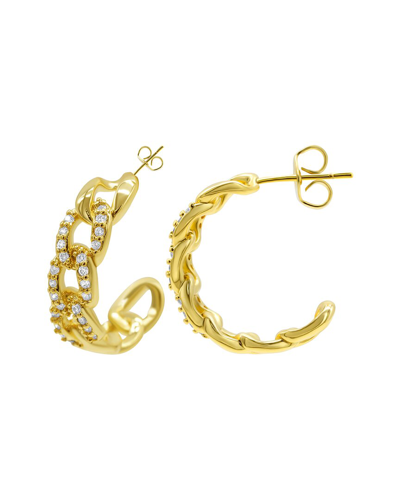 Adornia 14k Plated Cz Curb Chain Huggie Hoops