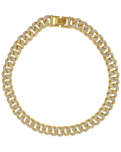 Adornia 14k Plated Cz Flat Curb Chain Necklace In Yellow