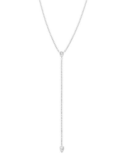 Adornia Water Resistant Crystal Y- Lariat Drop Tennis Chain Necklace Silver