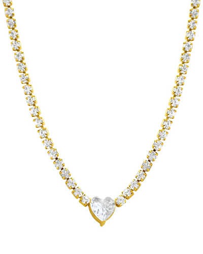 Adornia 14k Plated Cz Water Resistant Heart Tennis Necklace