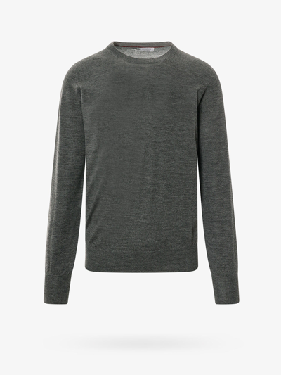 Brunello Cucinelli Rib Knit Plain Sweater In Grey