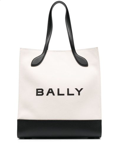 Bally Bar Keep On Fabric Tote Bag In White