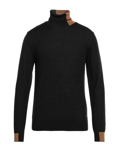 Manuel Ritz Man Turtleneck Midnight Blue Size Xxl Merino Wool, Acrylic In Black