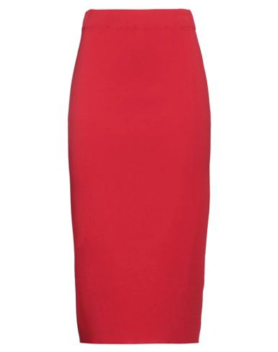 Clips Woman Midi Skirt Red Size S Viscose, Polyamide