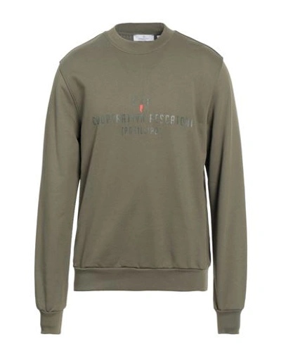 Cooperativa Pescatori Posillipo Man Sweatshirt Military Green Size L Cotton In Green