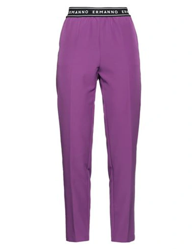 Ermanno Firenze Woman Pants Deep Purple Size 6 Polyester, Elastane, Polyamide