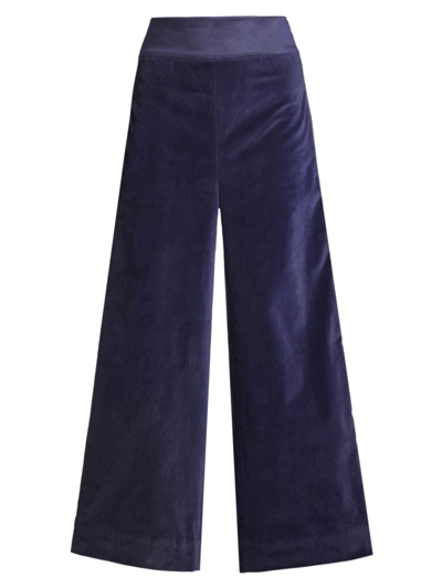 Frances Valentine Women's Velvet Wide-leg Tuxedo Pants In Navy