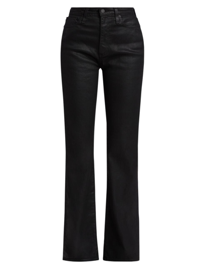 Ag Women's Alexxis High-rise Letherette Boot-cut Jeans In Super Black