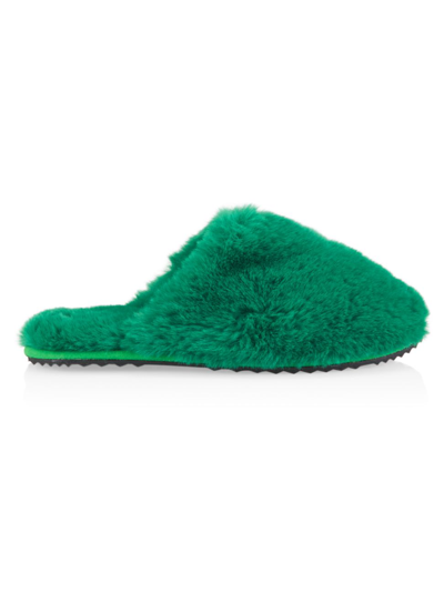 Apparis Melody Faux Fur Slide Slipper In Verdant Green