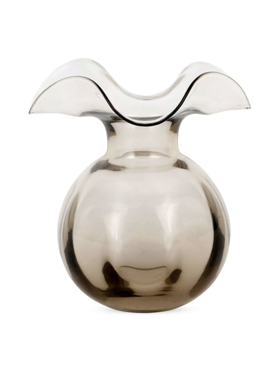 Vietri Hibiscus Glass Gray Medium Fluted Vase In Grey