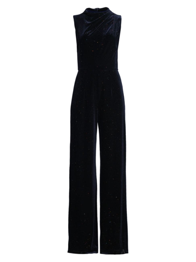 Black Halo Women's Corinne Velvet Sleeveless Jumpsuit In Celetial Blast