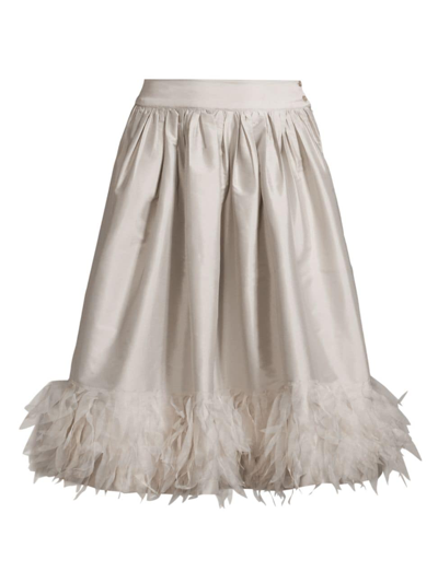 Frances Valentine Women's Barbara Organza-trim Satin Midi-skirt In Silver