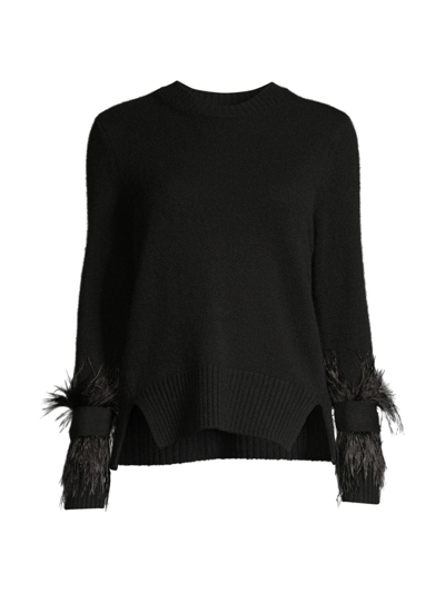 Kobi Halperin Women's Billie Cashmere & Faux Feather Sweater In Black