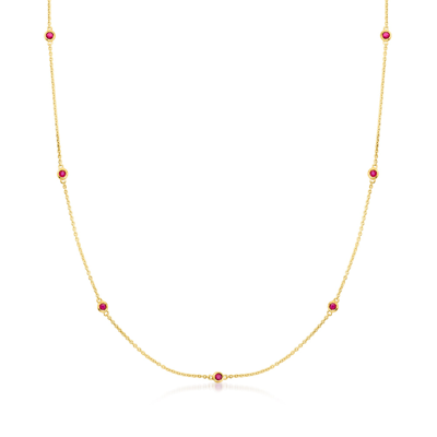 Rs Pure Ross-simons Ruby Station Necklace In 14kt Yellow Gold In White