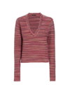 Atm Anthony Thomas Melillo Spacedyed Cotton-blend Deep V-neck Sweater In Lipstick
